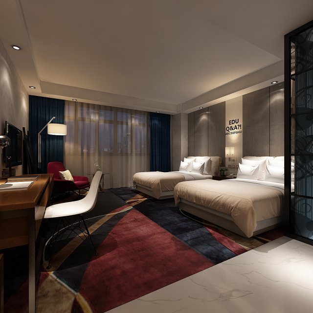 bedroom hotel suites designed a complete 68 3D Model .c4d .max .obj .3ds .fbx .stl .blend