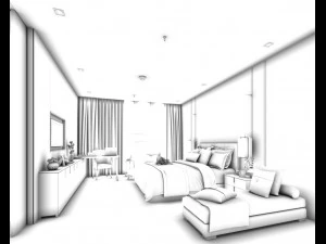 bedroom hotel suites designed a complete 77 3D Model