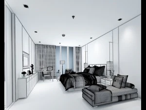 bedroom hotel suites designed a complete 77 3D Model