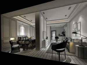 bedroom hotel suites designed a complete 86 3D Model