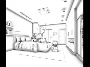 bedroom hotel suites designed a complete 88 3D Model