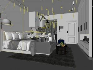 bedroom hotel suites designed a complete 88 3D Model