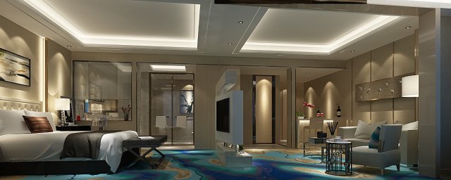 bedroom hotel suites designed a complete 89 3D Model .c4d .max .obj .3ds .fbx .stl .blend