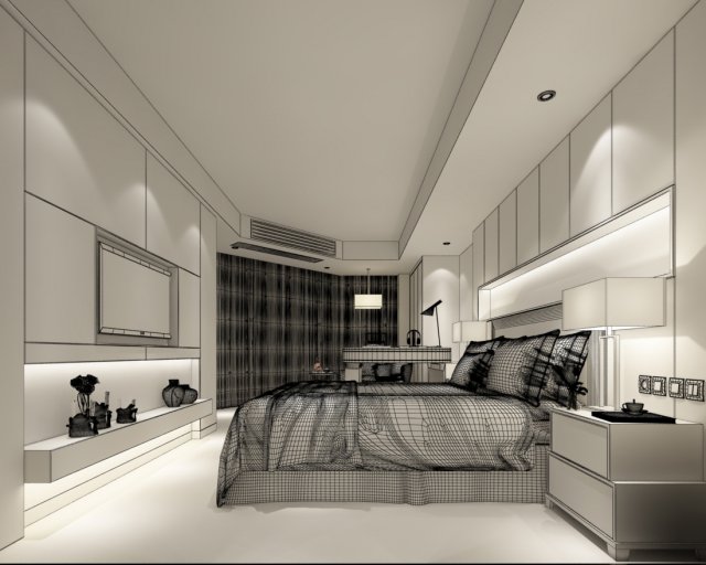 bedroom hotel suites designed a complete 90 3D Модель .c4d .max .obj .3ds .fbx .stl .blend