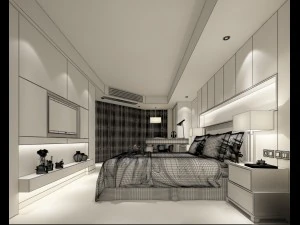 Спальные номера отеля спроектированы в стиле 90-х годов. 3D Модель