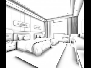 bedroom hotel suites designed a complete 96 3D Model