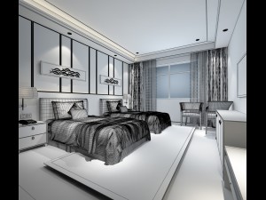 bedroom hotel suites designed a complete 96 3D Model