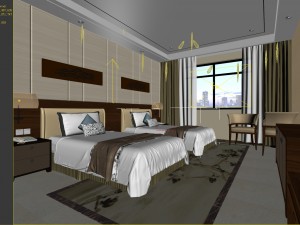 bedroom hotel suites designed a complete 96 3D Model