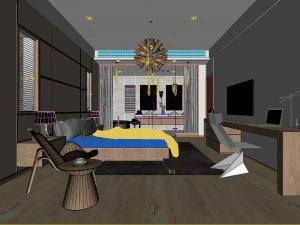 bedroom hotel suites designed a complete 100 3D Model