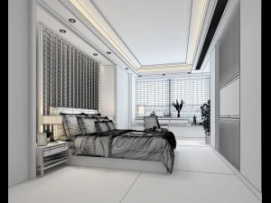 bedroom hotel suites designed a complete 102 3D Model