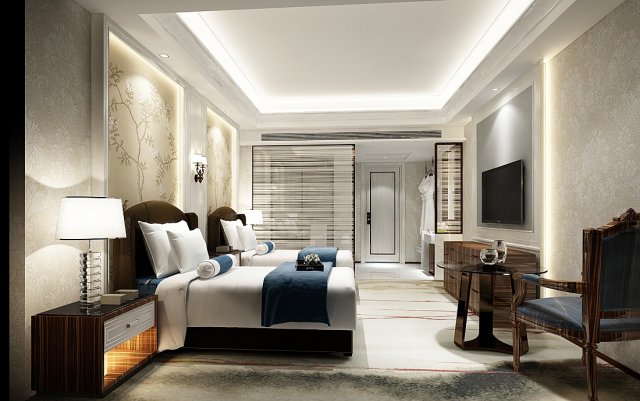 bedroom hotel suites designed a complete 116 3D Model .c4d .max .obj .3ds .fbx .stl .blend 
