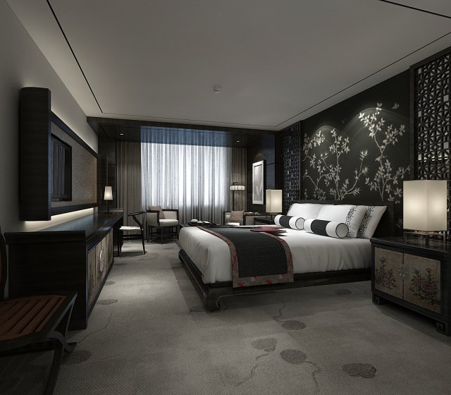 bedroom hotel suites designed a complete 122 3D Model .c4d .max .obj .3ds .fbx .stl .blend 