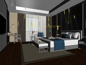 bedroom hotel suites designed a complete 125 3D Модель