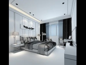 bedroom hotel suites designed a complete 129 3D Model