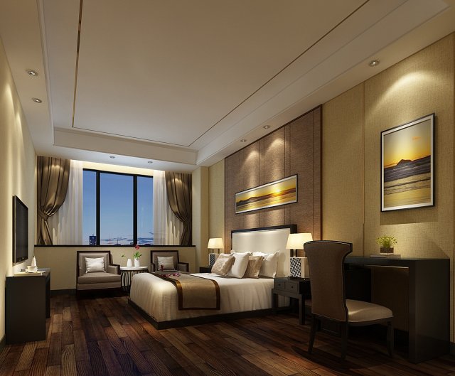 bedroom hotel suites designed a complete 130 3D Model .c4d .max .obj .3ds .fbx .stl .blend 