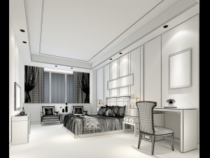 bedroom hotel suites designed a complete 130 3D Model