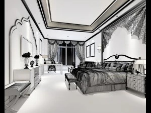 bedroom hotel suites designed a complete 136 3D Model