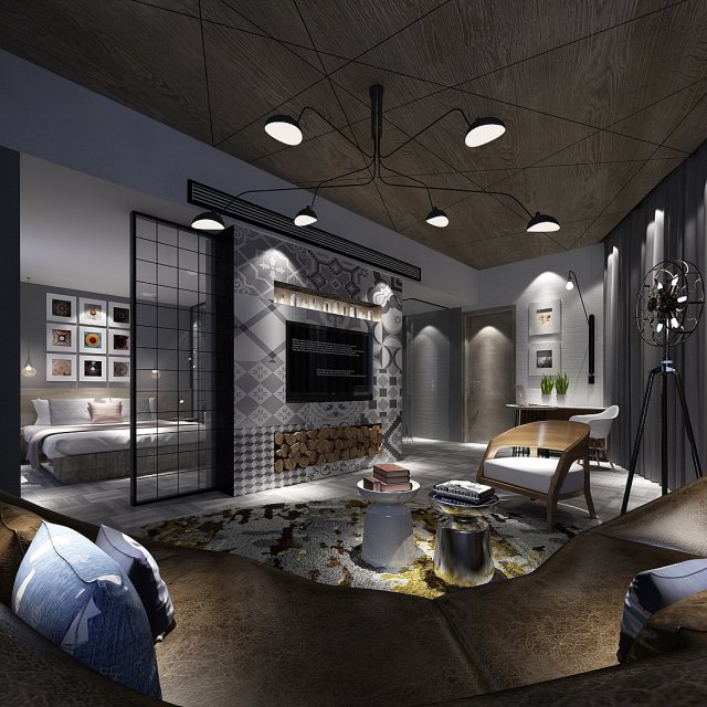 bedroom hotel suites designed a complete 137 3D Model .c4d .max .obj .3ds .fbx .stl .blend 