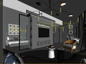 bedroom hotel suites designed a complete 137 3D Model