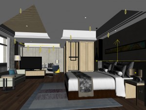 bedroom hotel suites designed a complete 139 3D Model