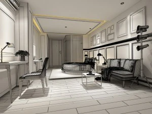 Hotelsuiten mit 141 Schlafzimmern wurden komplett entworfen 3D Modell