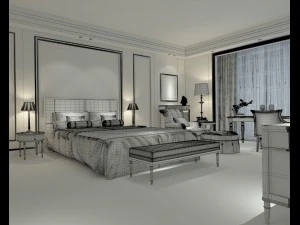 bedroom hotel suites designed a complete 146 3D Model