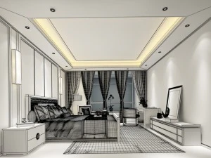 bedroom hotel suites designed a complete 147 3D Model