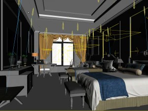bedroom hotel suites designed a complete 148 3D Model