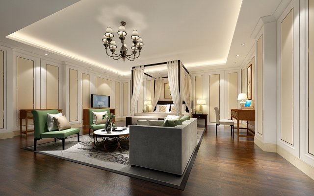 bedroom hotel suites designed a complete 157 3D Model .c4d .max .obj .3ds .fbx .stl .blend 