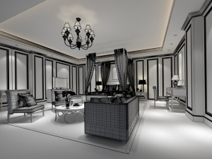 bedroom hotel suites designed a complete 157 3D Model