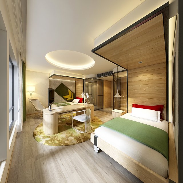bedroom hotel suites designed a complete 160 3D मॉडल .c4d .max .obj .3ds .fbx .stl .blend 
