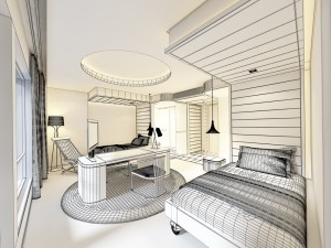 bedroom hotel suites designed a complete 160 3D मॉडल
