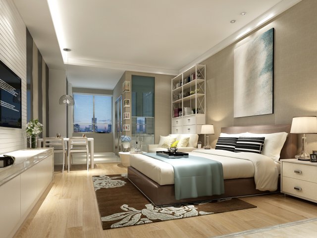 deluxe master bedroom design 209 3D Модель .c4d .max .obj .3ds .fbx .stl .blend 