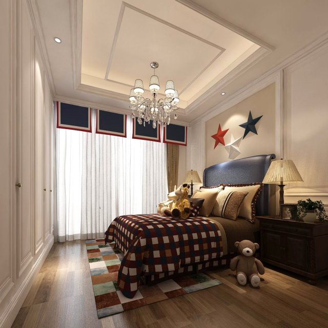 stylish bedroom complete 01 3D 모델 .c4d .max .obj .3ds .fbx .stl .blend 