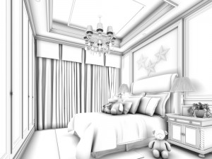 stylish bedroom complete 01 3D 모델