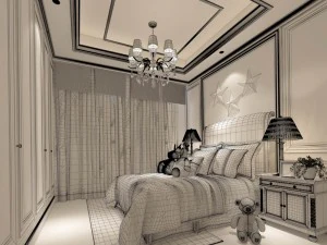 stylish bedroom complete 01 3D Model