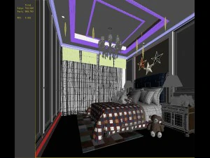 stylish bedroom complete 01 3D Model