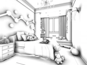 stylish bedroom complete 02 3D Model