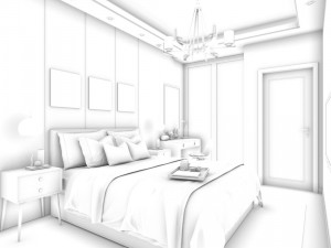 stylish bedroom complete 03 3D Model