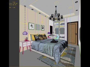stylish bedroom complete 03 3D Model