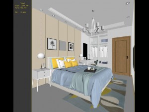 stylish bedroom complete 03 3D Model