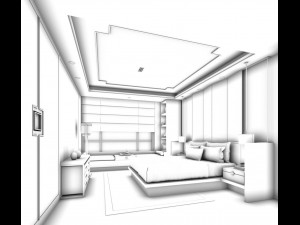 stylish bedroom complete 04 3D मॉडल