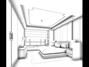 stylish bedroom complete 04 3D Model