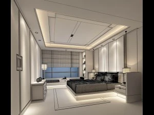 stylish bedroom complete 04 3D Model