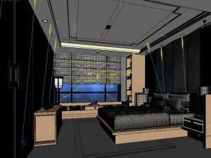 stylish bedroom complete 04 3D Model