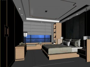 stylish bedroom complete 04 3D Model