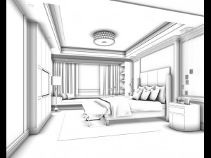 stylish bedroom complete 05 3D Model