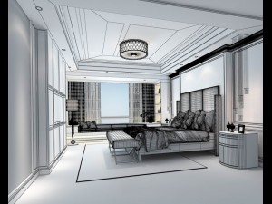 stylish bedroom complete 05 3D Model