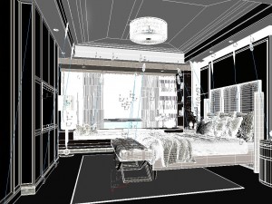 stylish bedroom complete 05 3D Model