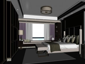 stylish bedroom complete 05 3D Model